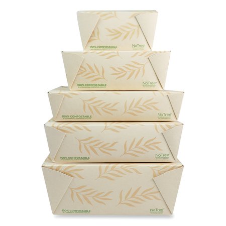 World Centric No Tree Folded Takeout Containers, 46 oz, 5.5 x 6.9 x 2.5, Natural, Sugarcane, 300PK TO-NT-8